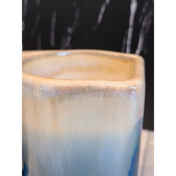 Padilla Set of (2) 4¼" Drip Glazed Blue/Beige Stoneware Mugs Unique Signed EUC - Picture 12 of 15